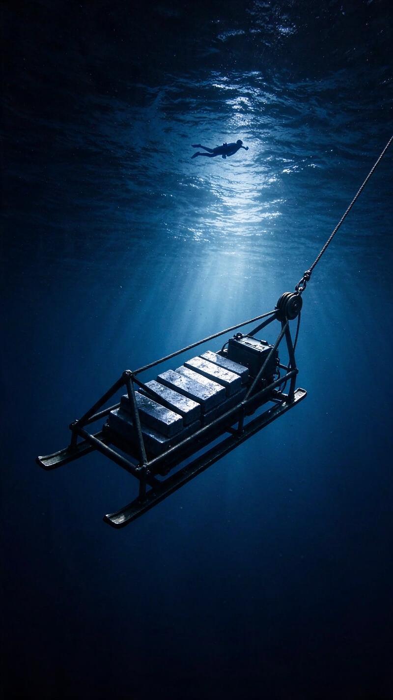 Illustration for the world record: Deepest no-limit freedive (men)