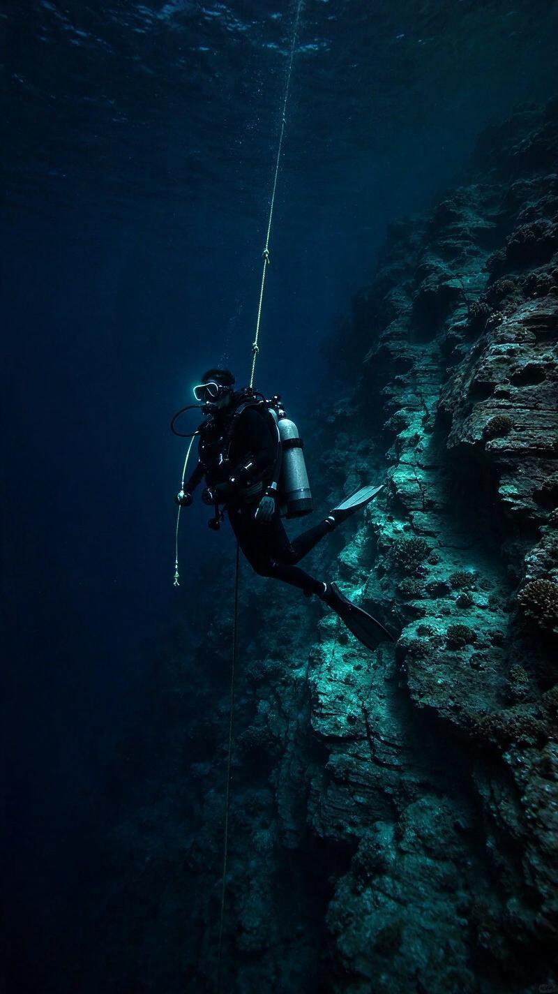 Illustration for the world record: Deepest scuba dive