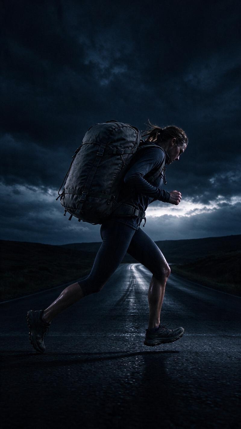 Illustration for the world record: Fastest half-marathon run by a woman carrying a 40-pound backpack