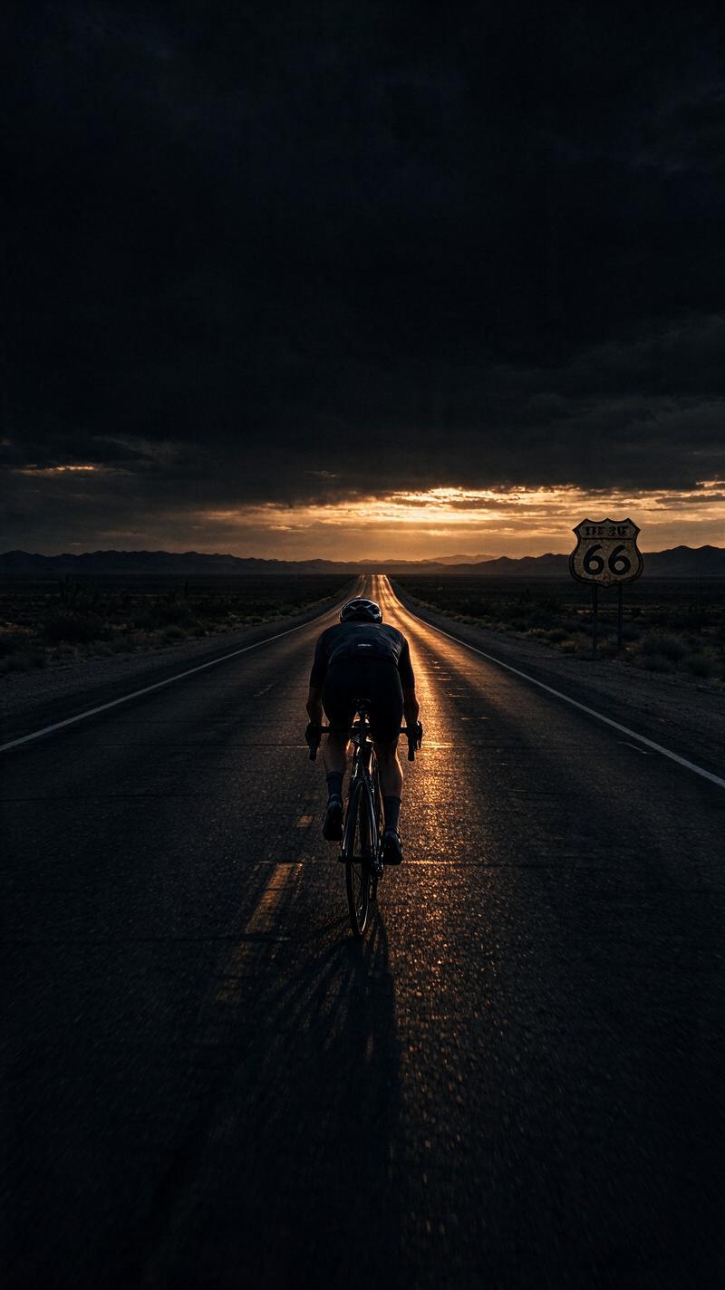 Illustration for the world record: Fastest Route 66 crossing by bicycle