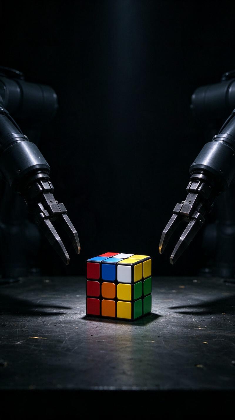 Illustration for the world record: Fastest Rubik's Cube solve by a robot