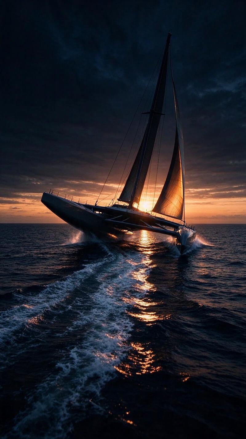 Illustration for the world record: Fastest solo non-stop circumnavigation by sail