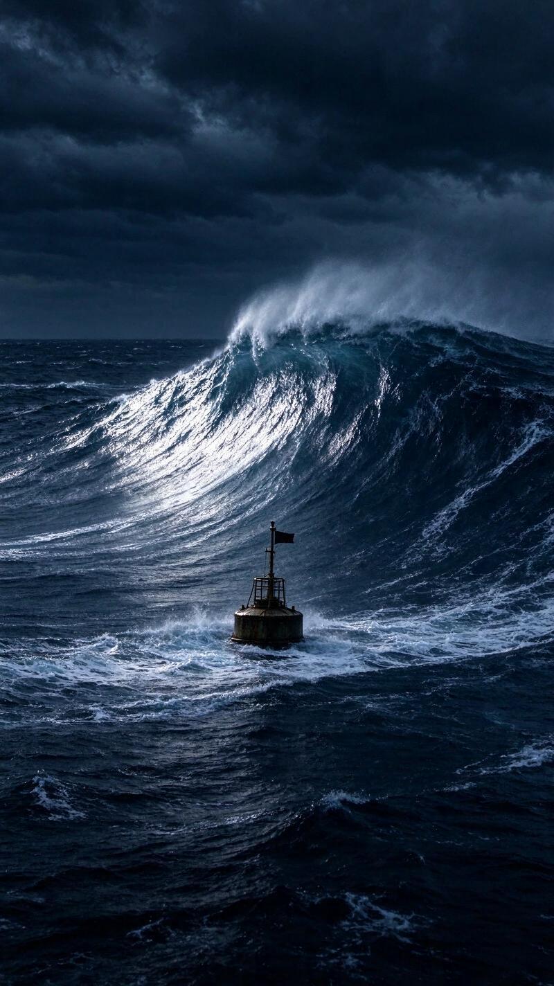 Illustration for the world record: Highest wave height measured by a buoy