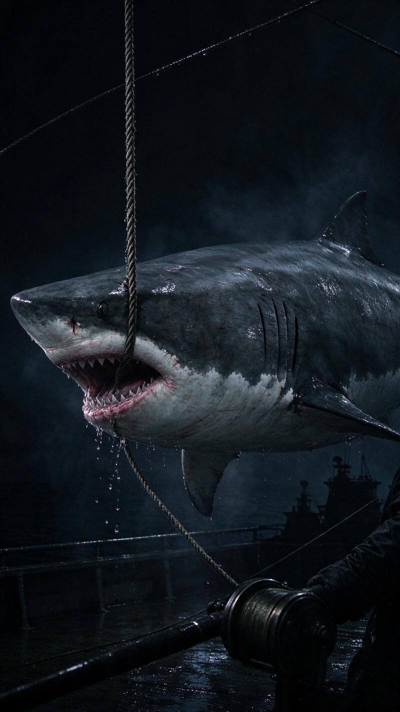 Illustration for the world record: Largest great white shark caught on rod and reel