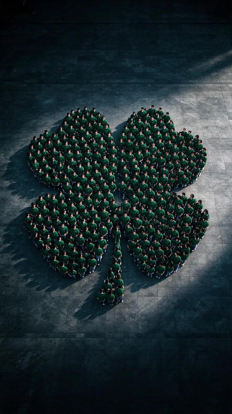 Illustration for the world record: Largest human image of a four-leaf clover