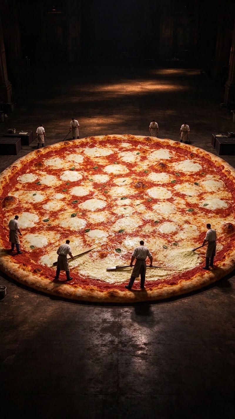 Illustration for the world record: Largest pizza
