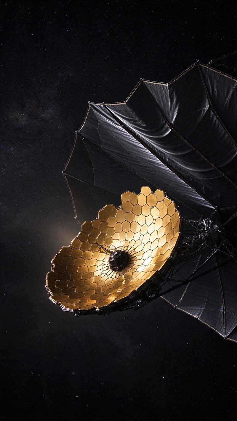 Illustration for the world record: Largest mirror in space