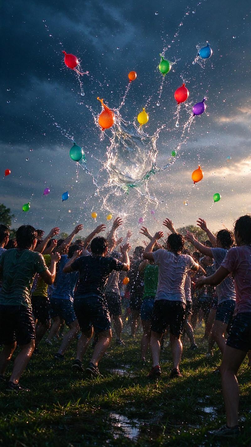 Illustration for the world record: Largest water balloon fight