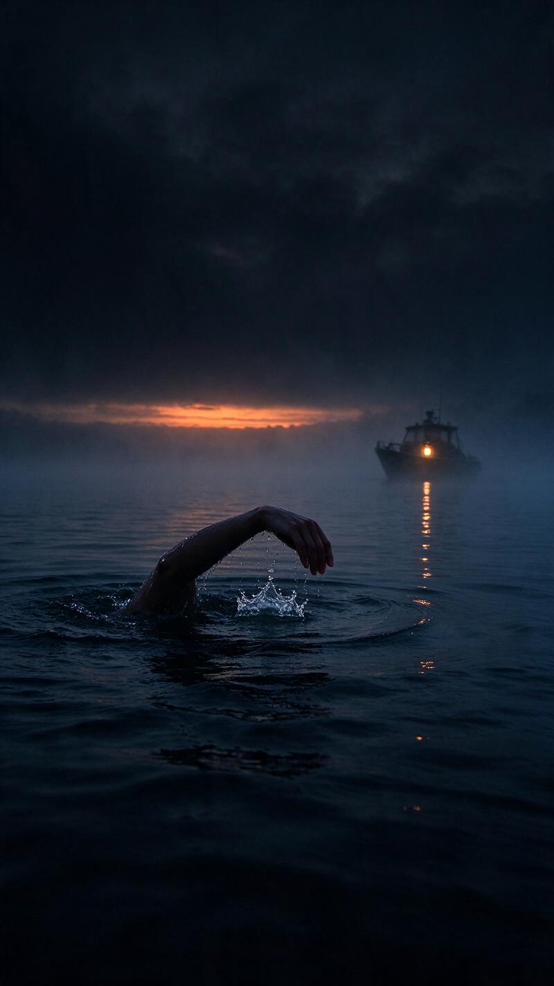 Illustration for the world record: Longest continuous swim in a lake