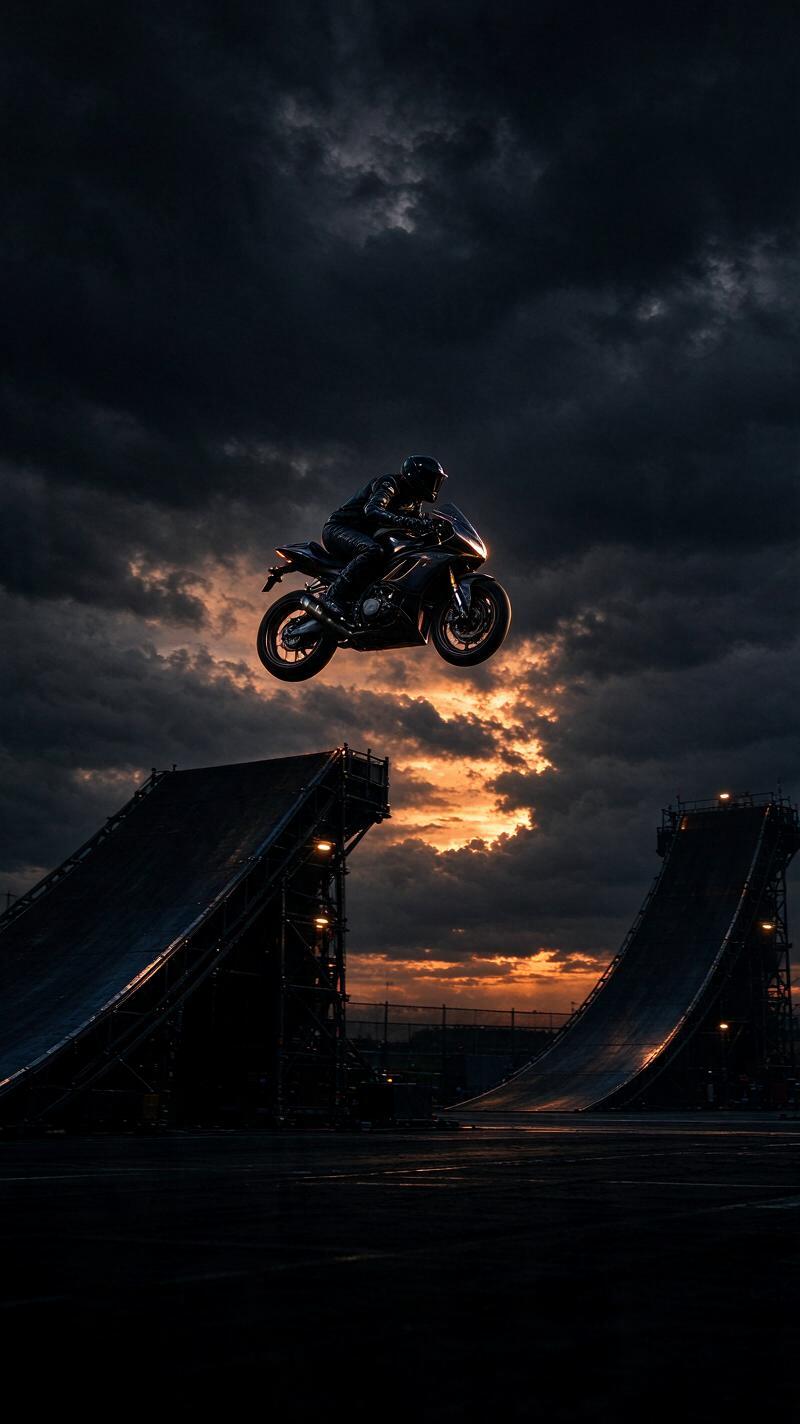 Illustration for the world record: Longest motorcycle ramp jump