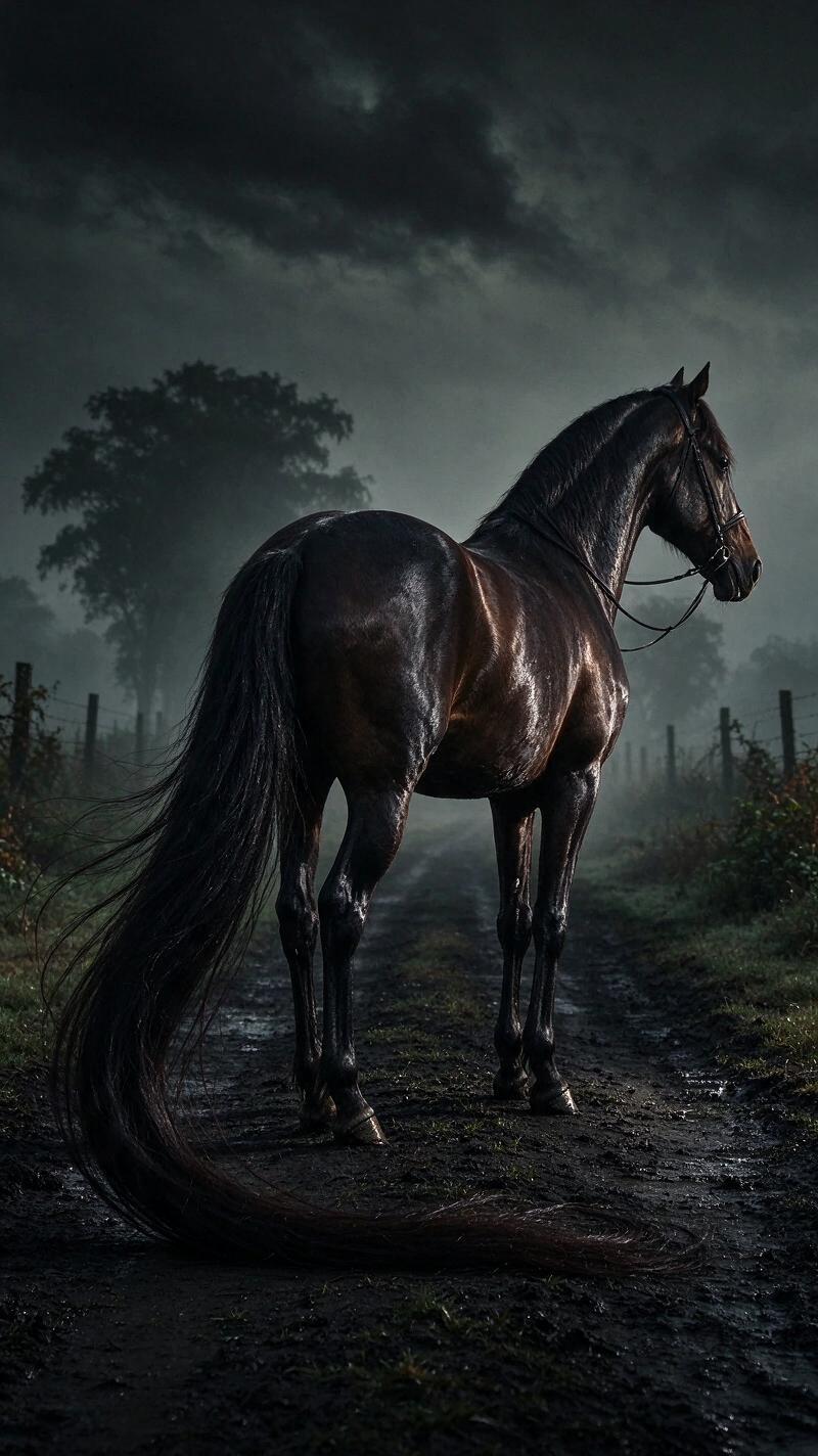 Illustration for the world record: Longest tail on a horse