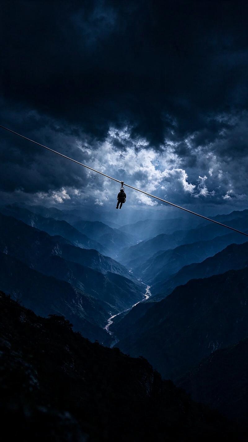 Illustration for the world record: Longest zipline