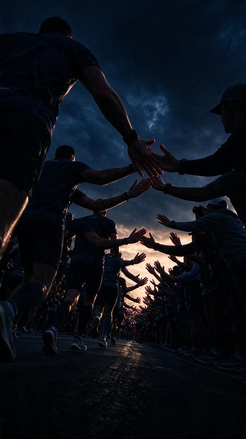 Illustration for the world record: Most high fives given while completing a marathon (team)
