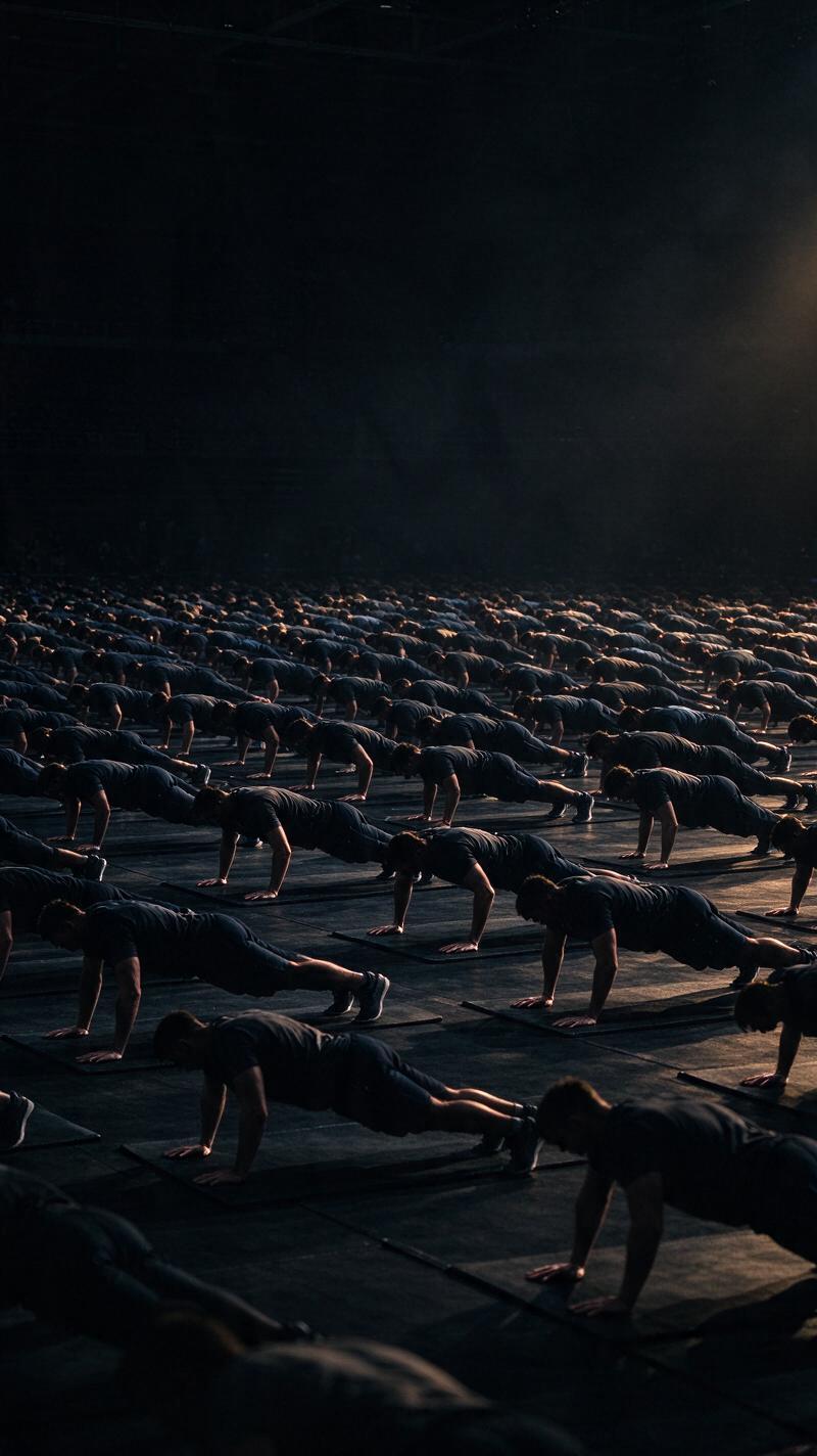 Illustration for the world record: Most people simultaneously performing push-ups for one minute