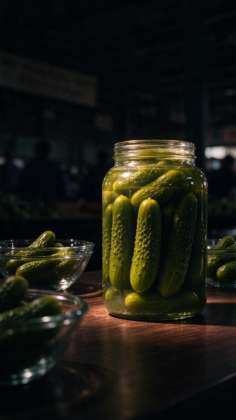 Illustration for the world record: Most sour pickles eaten in 6 minutes