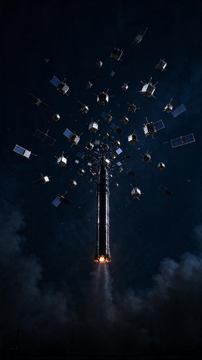 Illustration for the world record: Most satellites launched on a single rocket