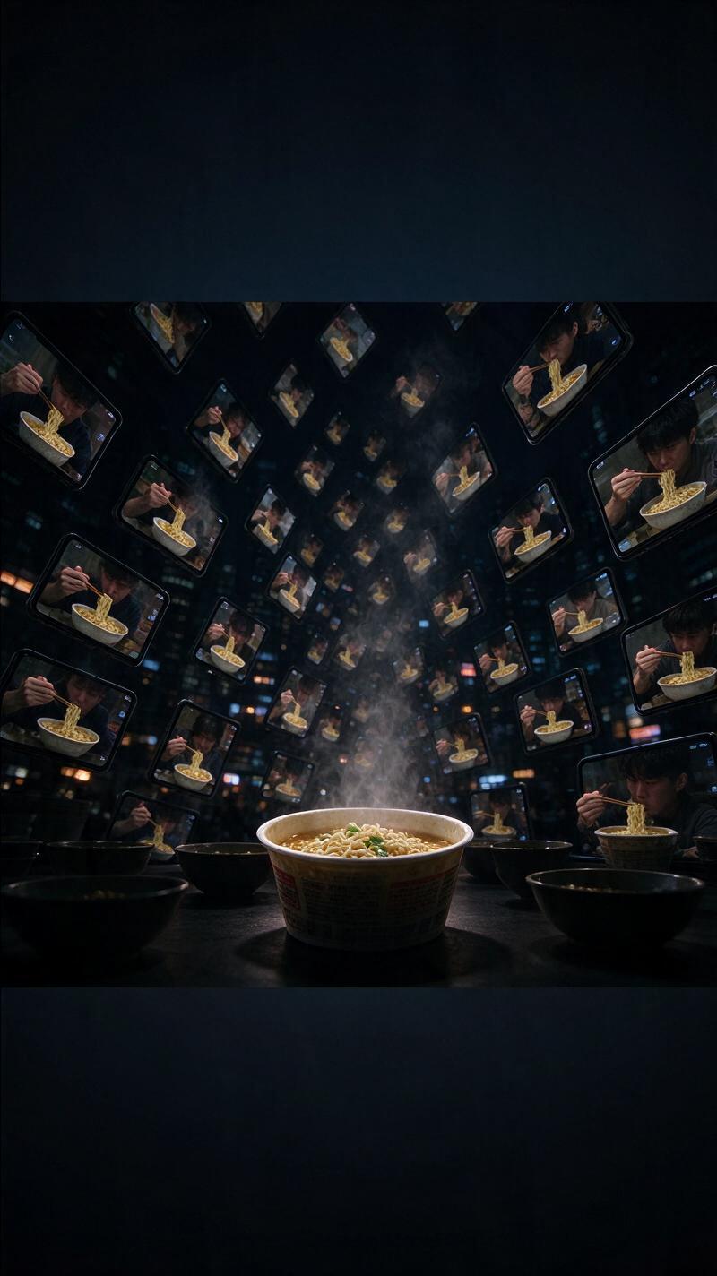 Illustration for the world record: Most videos of people eating instant noodles uploaded to TikTok in one hour