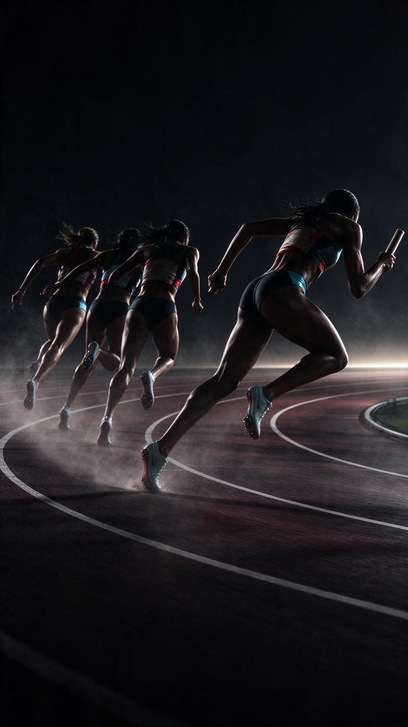 Illustration for the world record: Women's 4 x 100 m relay