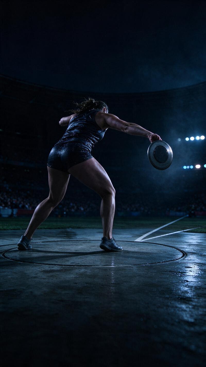 Illustration for the world record: Women's discus throw F11 world record